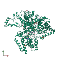 PDB entry 2xij coloured by chain, front view.