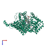 PDB entry 2xij coloured by chain, top view.