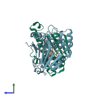 PDB entry 2xjj coloured by chain, side view.