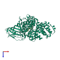 PDB entry 2xq0 coloured by chain, top view.