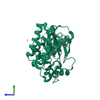 PDB entry 2xvd coloured by chain, side view.