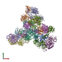 PDB entry 2xwj coloured by chain, front view.