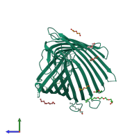 PDB entry 2y0k coloured by chain, side view.
