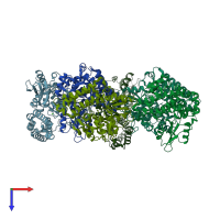 PDB entry 2y1m coloured by chain, top view.
