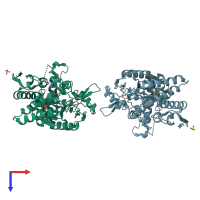 PDB entry 2y37 coloured by chain, top view.