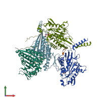 PDB entry 2y65 coloured by chain, front view.