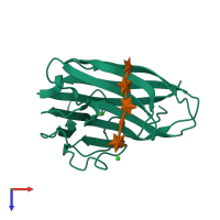 PDB entry 2y6l coloured by chain, top view.