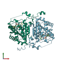 PDB entry 2y99 coloured by chain, front view.