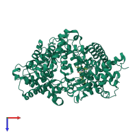 PDB entry 2yb9 coloured by chain, top view.