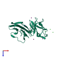 PDB entry 2yd2 coloured by chain, top view.