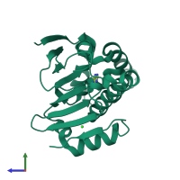 PDB entry 2yed coloured by chain, side view.