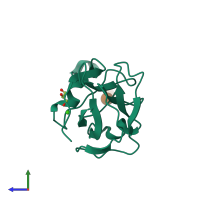 PDB entry 2yg0 coloured by chain, side view.