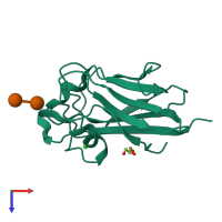 PDB entry 2yg0 coloured by chain, top view.