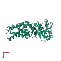 PDB entry 2yhs coloured by chain, top view.