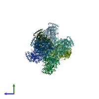 PDB entry 2yia coloured by chain, side view.