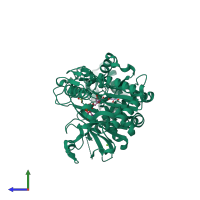 PDB entry 2yqs coloured by chain, side view.