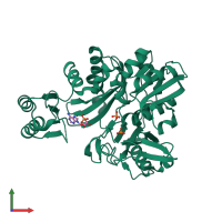 PDB entry 2yrx coloured by chain, front view.