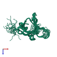 PDB entry 2ys1 coloured by chain, ensemble of 20 models, top view.