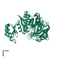 PDB entry 2ys7 coloured by chain, top view.