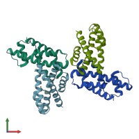 PDB entry 2ywa coloured by chain, front view.