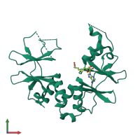 PDB entry 2yzq coloured by chain, front view.