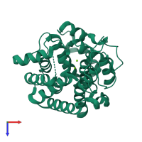 PDB entry 2yzv coloured by chain, top view.