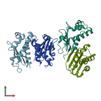 PDB entry 2z15 coloured by chain, front view.