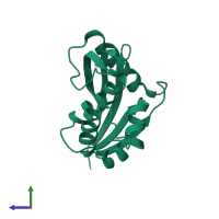 PDB entry 2z1g coloured by chain, side view.