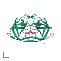 Homo dimeric assembly 1 of PDB entry 2z4o coloured by chemically distinct molecules, front view.