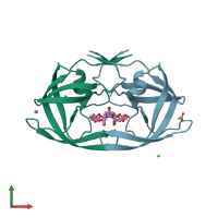 PDB entry 2z4o coloured by chain, front view.