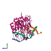PDB entry 2z6q coloured by chain, side view.