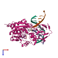 PDB entry 2z6q coloured by chain, top view.