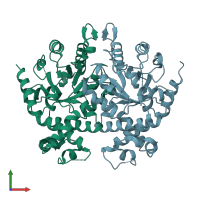 PDB entry 2za2 coloured by chain, front view.