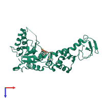 PDB entry 2zan coloured by chain, top view.