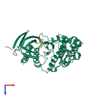 PDB entry 2zdt coloured by chain, top view.