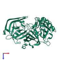 Beta-secretase 1 in PDB entry 2zdz, assembly 1, top view.