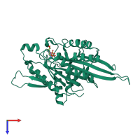 PDB entry 2zfm coloured by chain, top view.