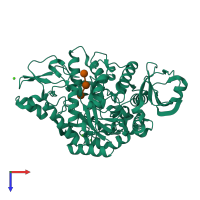 PDB entry 2zid coloured by chain, top view.