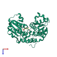 PDB entry 2zj4 coloured by chain, top view.