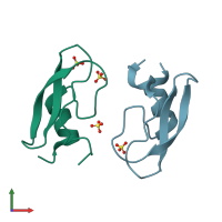 PDB entry 2zjx coloured by chain, front view.