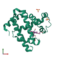 PDB entry 2zst coloured by chain, front view.