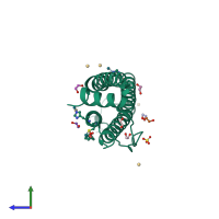 PDB entry 2zur coloured by chain, side view.