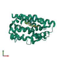 PDB entry 2zvu coloured by chain, front view.