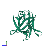 PDB entry 31bi coloured by chain, side view.