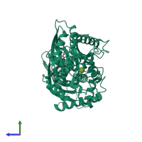 PDB entry 3a0i coloured by chain, side view.