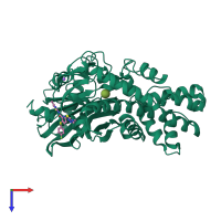 PDB entry 3a0i coloured by chain, top view.