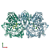 PDB entry 3a6o coloured by chain, front view.