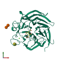 PDB entry 3a9h coloured by chain, front view.