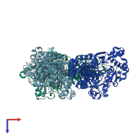 PDB entry 3a9s coloured by chain, top view.