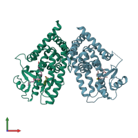 PDB entry 3adw coloured by chain, front view.